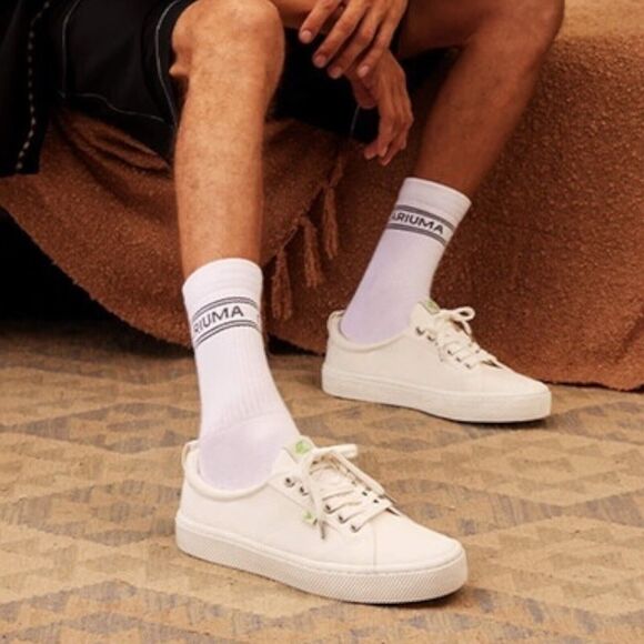 Cariuma OCA Low Shoes Mens 7 White Canvas Preppy Sneaker Lace Up Womens 8.5 - Picture 10 of 10